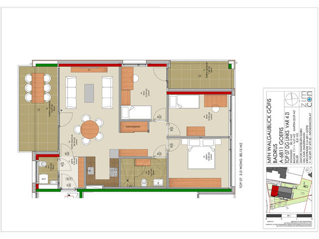 Immobilie in Göfis - Exklusive 4-Zimmer-Dachwohnung (optional als 3-Zimmer-Wohnung) in Göfis - Top 4 - Bild 1