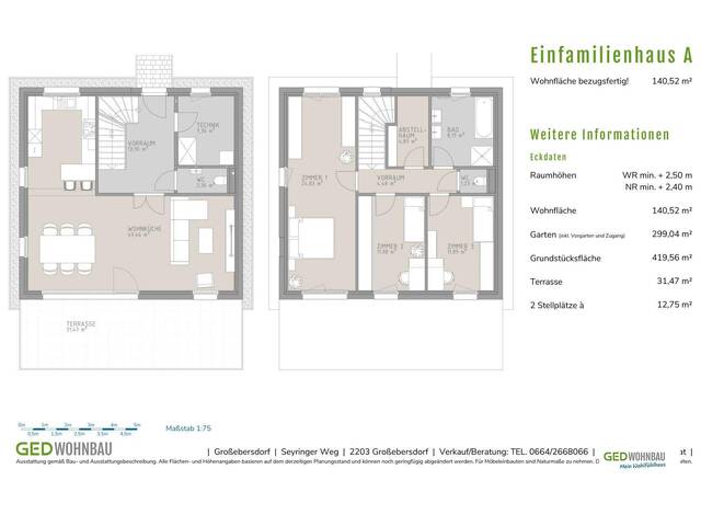 Immobilie in Großebersdorf - Modernes Einfamilienhaus in Großebersdorf: Neubau-Erstbezug in Holzmassivbauweise mit rd. 141 m² WNFL und Garten - Bild 1