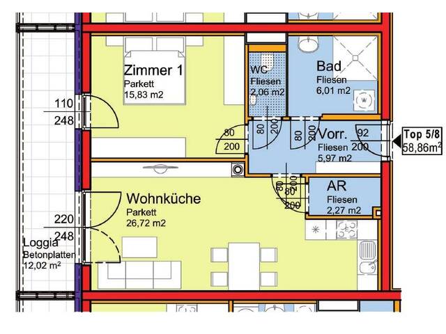 Immobilie in Wieselburg - Top 5/8 | Geförderte 59 m² Eigentumswohnung | 2 Zimmer | Loggia. - Bild 1