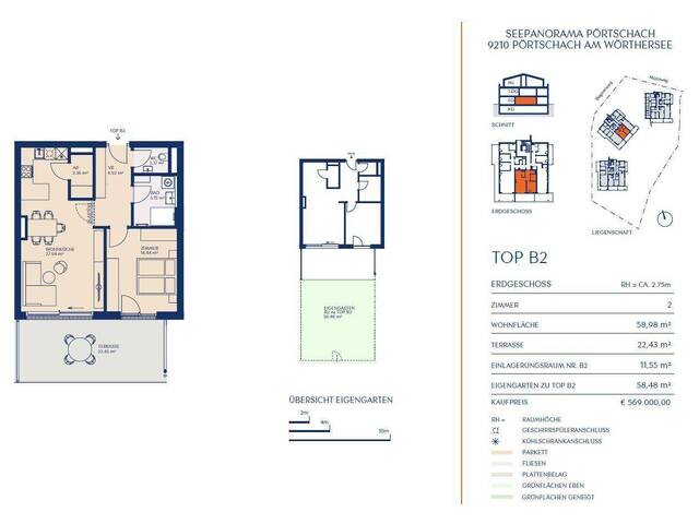 Immobilie in Pörtschach - Gartenwohnung mit Poolanlage am Wörthersee - SEEPANORAMA Pörtschach - Bild 2