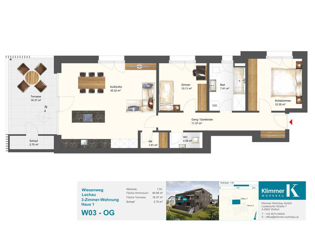 Immobilie in Lochau - See, Berg, Natur - Ihr Zuhause! 3-Zimmer-Terrassenwohnung W03 - Bild 1