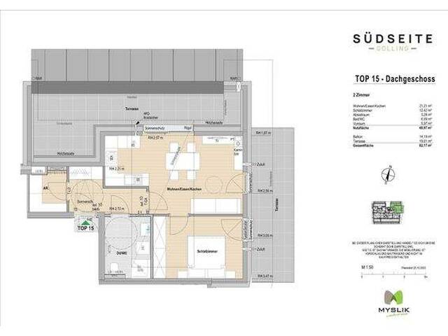 Immobilie in Golling an der Salzach - Frühstück über den Dächern: 2-Zi.-Wohntraum mit zwei Dachterrrassen - Bild 1