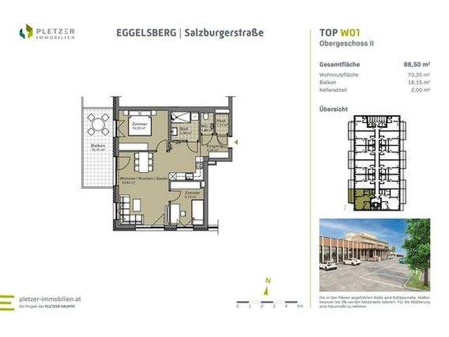 Immobilie in Eggelsberg - Top W01 | Eggelsberg Salzburgerstraße | 3-Zimmer-Wohnung - Bild 3