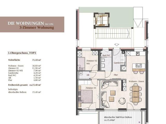 Immobilie in Liezen - Neubau Eigentumswohnung mit großem südwestseitig überdachtem Balkon, zweitwohnsitzfähig! - Bild 4