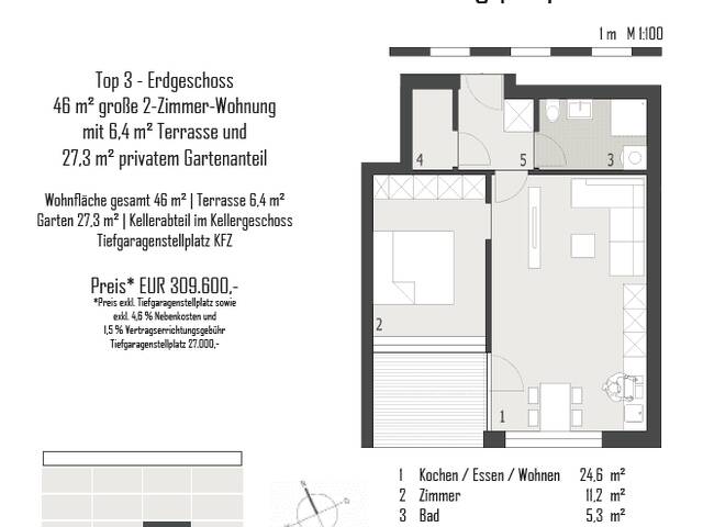 Immobilie in Au - 2 Zimmer Gartenwohnung - Au - Top 3 - Bild 1