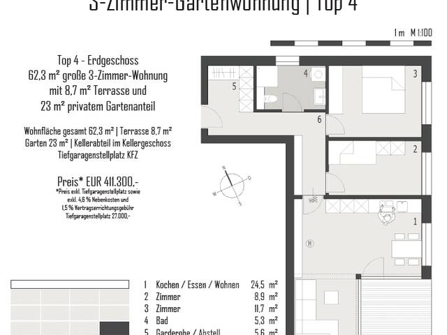 Immobilie in Au - 3 Zimmerwohnung Gartenwohnung - Au - Top 4 - Bild 1