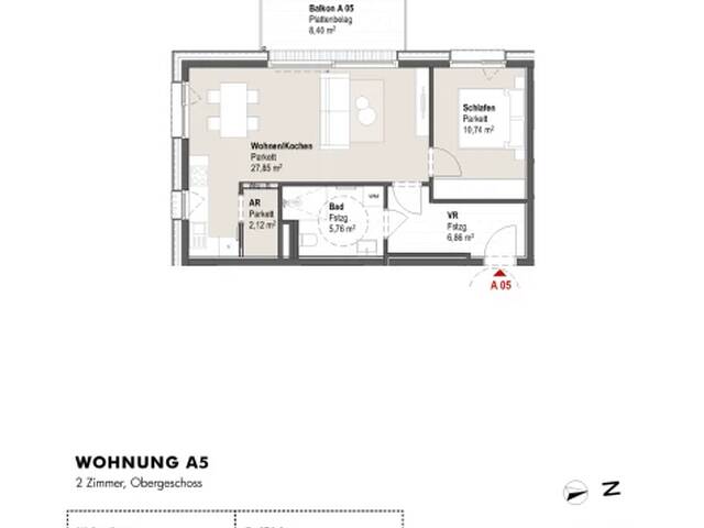 Immobilie in Saalfelden am Steinernen Meer - Moderne 2-Zimmer-Wohnung mit Balkon im Obergeschoss - Bild 1