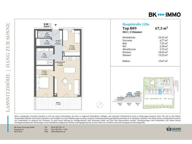 Immobilie in Laßnitzhöhe - Komfortable 3-Zimmer-Wohnung mit Loggia & Balkon im 1. OG - Bild 3