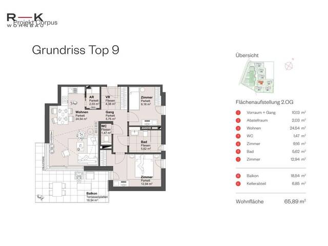 Immobilie in Grödig - 3-Zimmerwohnung A4-Top 9 | Wohnen im Herzen von Grödig - Bild 1
