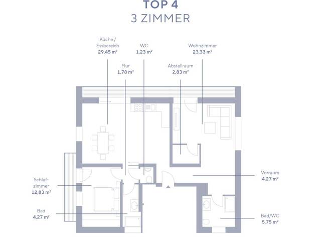 Immobilie in Großgmain - GROSSGMAIN | NEUBAUPROJEKT MIT 5 EINHEITEN| 3-Zimmer-Wohn ung mit 2 Balkonen_Top 4 - Bild 2