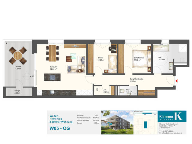 Immobilie in Wolfurt - Entspannt wohnen, modern leben. 3-Zimmer-Terrassenwohnung W05 - Bild 1