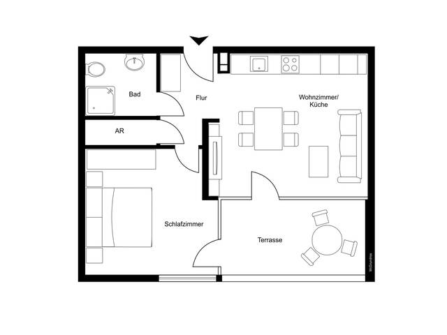 Immobilie in Hittisau - Stilvolle 2-Zimmer-Wohnung mit großzügigem Garten im Herzen des Bregenzerwaldes - Bild 1