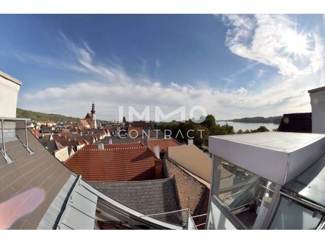 Immobilie in Stein an der Donau - 88,46qm Panorama-Dachterrassenwohnung in Stein, Donaublick, Lift, DPU-fußläufig - Bild 0