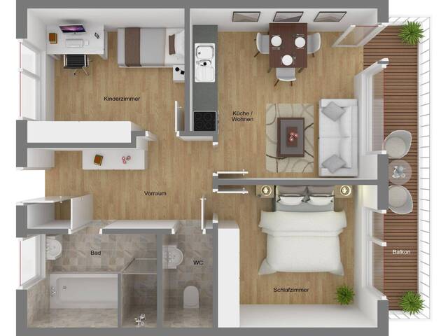 Immobilie in Gralla - Perfekte 2-Zimmer-Wohnung mit Balkon, Carport & Fernwärme – ruhig wohnen in Gralla nahe Leibnitz! Wohnung eignet sich auch idel als WErtanlage zur Vermietung. - Bild 3