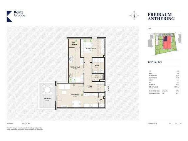 Immobilie in Anthering - Geräumige 3 Zimmer Dachgeschoß Wohnung mit sonnigem Balkon in Anthering - Bild 4