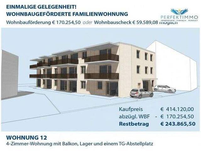 Immobilie in Haiming - Schnell zugreifen: Wohnbaugeförderte Familienwohnung W 12 inkl. 1 TG-Abstellplatz - Bild 0
