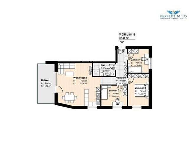 Immobilie in Haiming - Schnell zugreifen: Wohnbaugeförderte Familienwohnung W 12 inkl. 1 TG-Abstellplatz - Bild 3