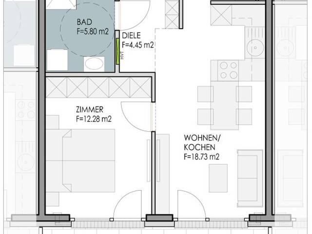 Immobilie in Baumkirchen - 2-Zimmer-Wohnung im 1.OG, Baumkirchen - Bild 1