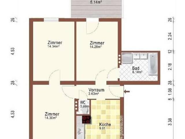Immobilie in St. Pantaleon - Sonnige Balkonwohnung zum selbst sanieren mit 3 Zimmern - provisionsfrei auf www.riedersbach.com - Bild 0