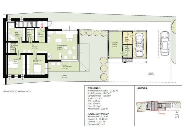 Immobilie in Pinsdorf - Wohnen mit Lebensqualität in Pinsdorf - Top 1 Erdgeschoss - ca. 109 m² - Terrasse, Garten, Carportplatz - Bild 3