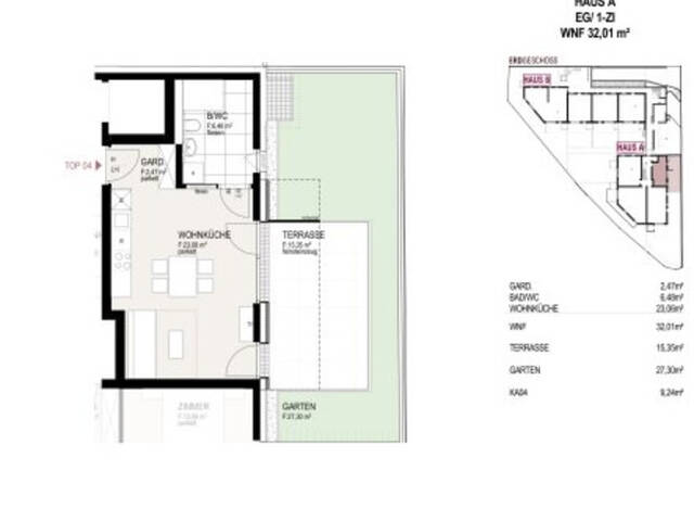 Immobilie in Hall in Tirol - 1-Zimmer-Wohnung, Top 04, EG, Hall in Tirol - Bild 1
