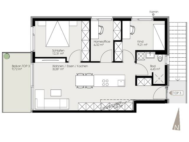 Immobilie in Axams - AXAMS - 3,5/4 Zi-Whg. mit Büro u. Westbalkon - Bild 1