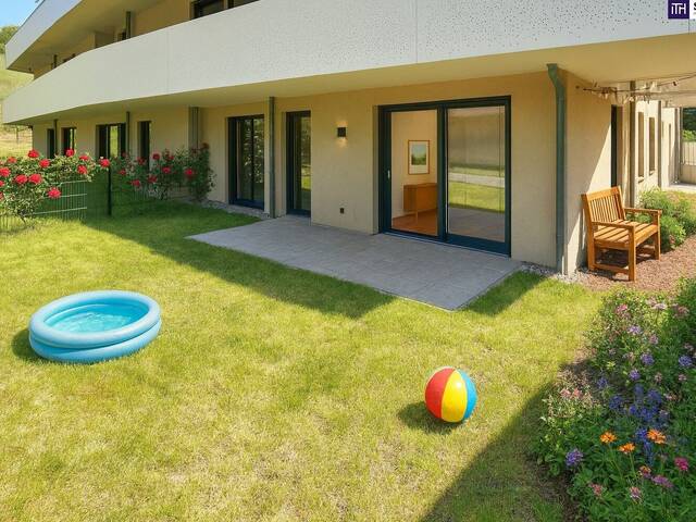 Immobilie in Kaltenleutgeben - FRÜHJAHRSAKTION! Barfuß ins Gras. Direkt vom Wohnzimmer aus. Den Sommer bereits im eigenen Garten verbringen! TOP Neubauwohnung mit viel Freiraum! 3 Zimmer + Grün wohin das Auge reicht + Luftwärmepumpe! - Bild 0