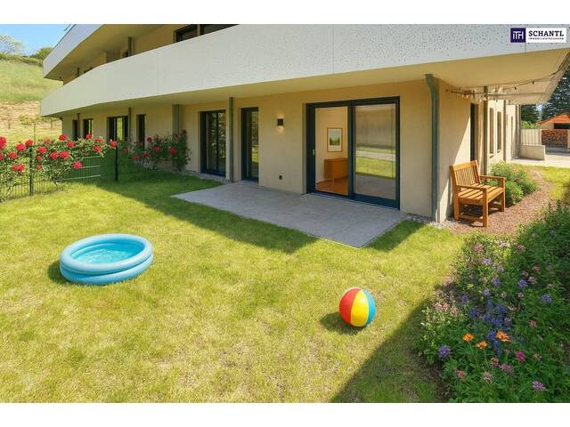 Immobilie in Kaltenleutgeben - FRÜHJAHRSAKTION! Barfuß ins Gras. Direkt vom Wohnzimmer aus. Den Sommer bereits im eigenen Garten verbringen! TOP Neubauwohnung mit viel Freiraum! 3 Zimmer + Grün wohin das Auge reicht + Luftwärmepumpe! - Bild 3