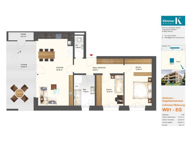 Immobilie in Hörbranz - Naturnahes Wohnen! 3-Zimmer-Gartenwohnung W01 in Hörbranz! - Bild 1