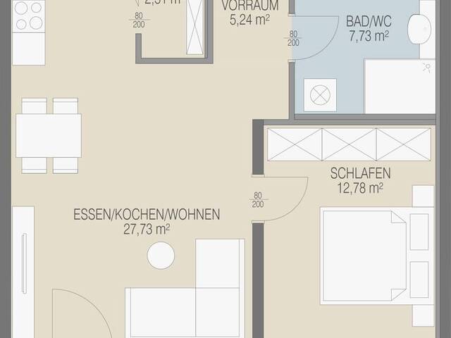 Immobilie in Niederndorf - Top 7 - Helle 2-Zimmer-Wohnung mit Balkon und durchdachtem Grundriss - Bild 2