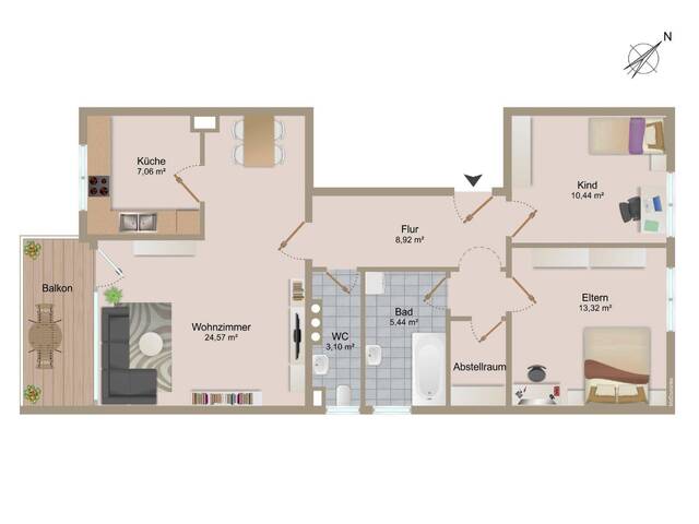 Immobilie in Oberndorf bei Salzburg - Perfektes Zuhause für Ihre Familie 3-Zimmer-Wohnung mit Balkon in Oberndorf bei Salzburg - Bild 4
