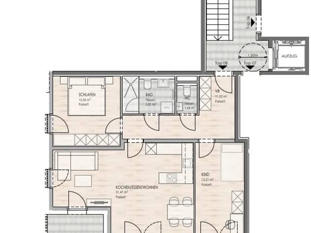 Immobilie in Bruckberg - DAS LIMBERG | Wo Geschichte weiterwohnt: 3-Zimmer-Wohnung im 1. OG, TOP 08 - Bild 1