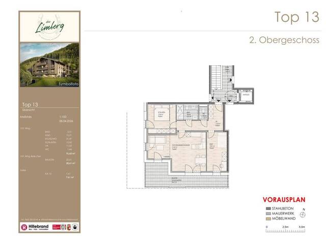 Immobilie in Bruckberg - DAS LIMBERG | Wo Geschichte weiterwohnt: 3-Zimmer-Wohnung im 2. Obergeschoss, TOP 13 - Bild 1