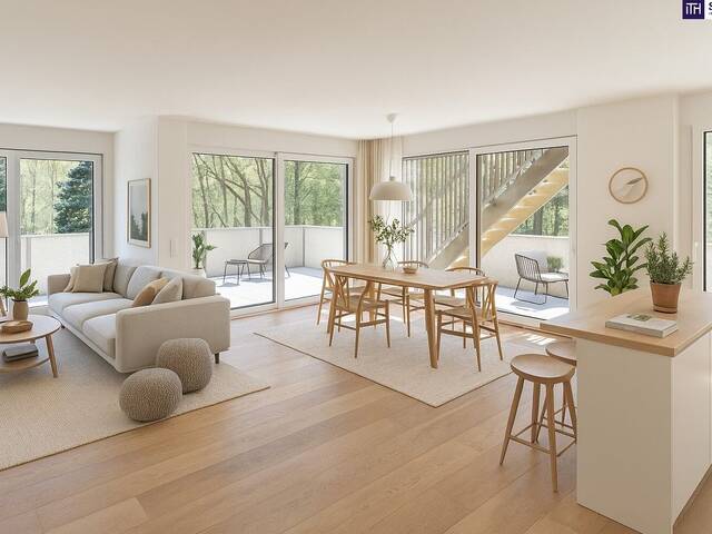 Immobilie in Kaltenleutgeben - FIRE SALE!! Ein Platz, der mehr kann als wohnen. Wohnen mit WOW-Effekt! Riesiger Balkon und Terrasse + Privater Dachgarten + Grün wohin das Auge reicht + Luftwärmepumpe! - Bild 1