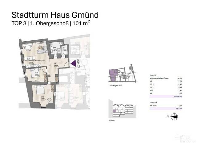 Immobilie in Gmünd - Modernes Wohnen trifft auf historisches Stadtturm-Haus. Ihr Lebens(t)raum in der Künstlerstadt Gmünd. PROVISIONSFREI FÜR DEN KÄUFER!! - Bild 3