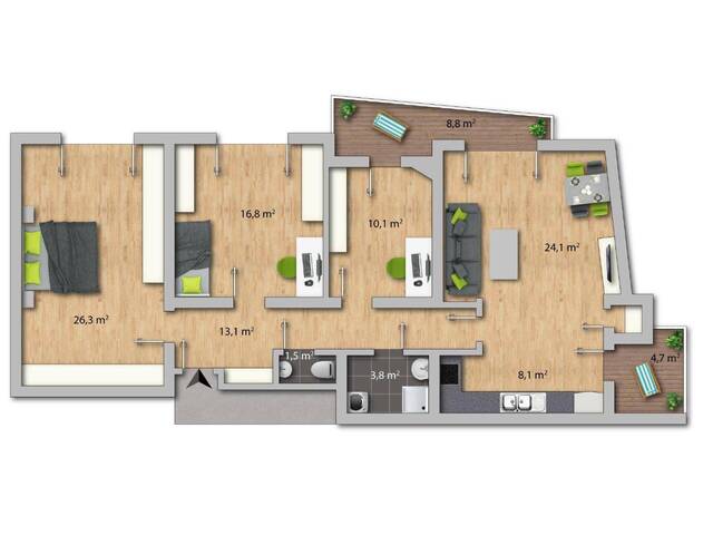 Immobilie in Innsbruck - Olympisches Dorf: Großzügige 4-Zimmer-Wohnung im 9. Obergeschoss mit Lift, zwei Balkonen & Tiefgaragenabstellplatz - Bild 3