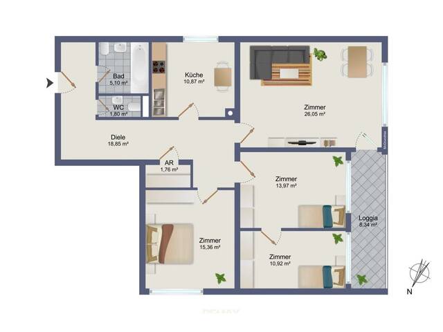 Immobilie in Graz - 4-Zimmer-Wohnung für Menschen mit Werkzeug und Plan - Bild 4