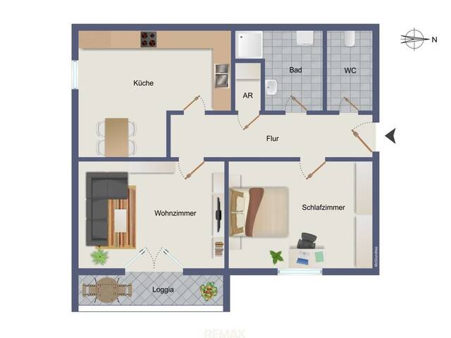 Immobilie in Graz - Einziehen und wohlfühlen - helle 2-Zimmer-Wohnung mit Loggia und Parkplatz - Bild 1