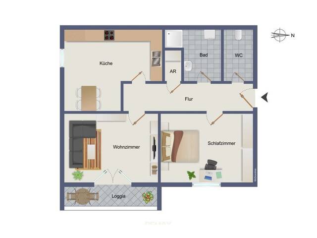 Immobilie in Graz - Einziehen und wohlfühlen - helle 2-Zimmer-Wohnung mit Loggia und Parkplatz - Bild 4