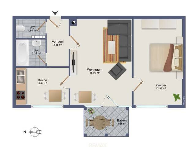 Immobilie in Graz - Sonnige 2-Zimmer-Wohnung in attraktiver Lage nahe FH JOANNEUM - Bild 1