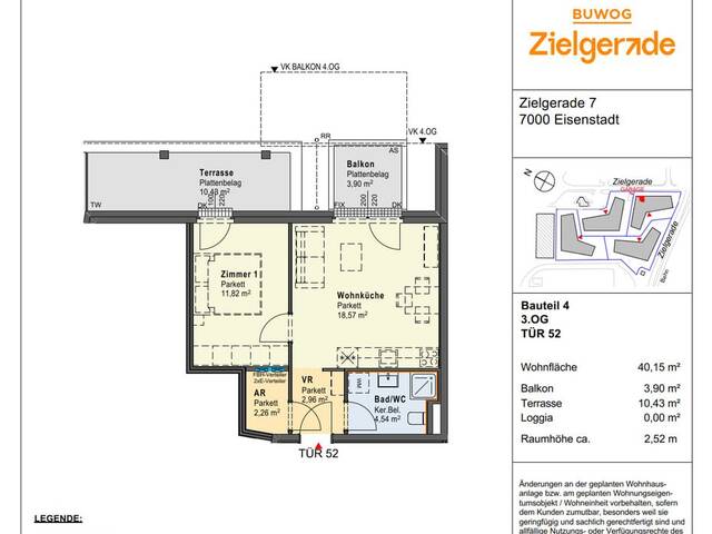 Immobilie in Eisenstadt - ZIELGERADE Eisenstadt - Neubeu Erstbezug ab Sommer 2028 - 2 Zimmer mit Balkon - Bild 1
