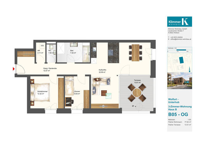 Immobilie in Wolfurt - Ein Ort zum Leben und Wohlfühlen! 3-Zimmer-Wohnung B05 - OG - Bild 1