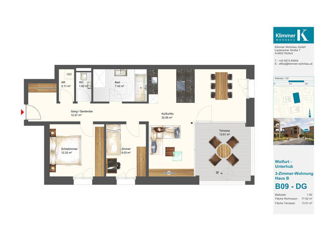 Immobilie in Wolfurt - Ein Ort zum Leben und Wohlfühlen! 3-Zimmer-Wohnung B09 - DG - Bild 1
