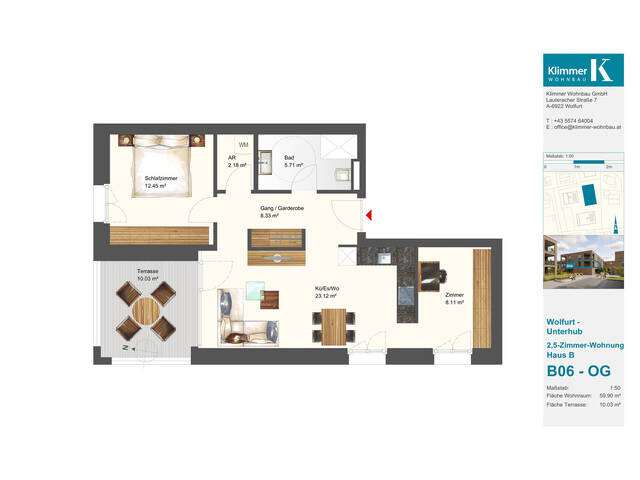 Immobilie in Wolfurt - Ein Ort zum Leben und Wohlfühlen! 2,5-Zimmer-Wohnung B06 - OG - Bild 1