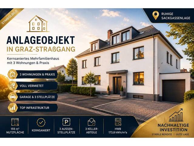 Immobilie in Graz - Attraktives Mehrfamilienhaus in Graz-Straßgang | 4 Einheiten | Voll vermietet - Bild 1
