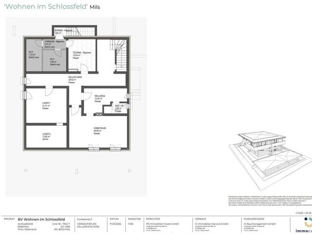 Immobilie in Mils - Traumhafte Familienwohnung in Bestlage, Top W01 Wohnen im Schlossfeld, 6068 Mils - Bild 2