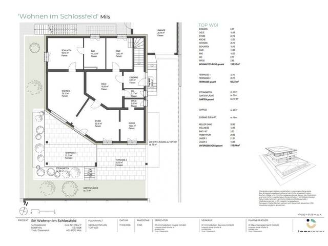 Immobilie in Mils - Traumhafte Familienwohnung in Bestlage, Top W01 Wohnen im Schlossfeld, 6068 Mils - Bild 4