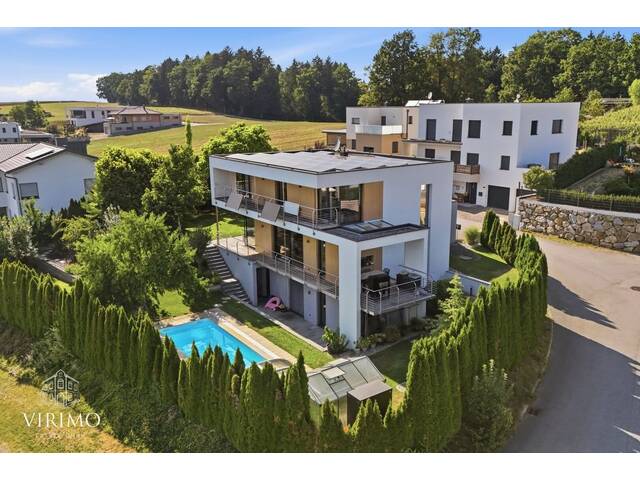 Immobilie in Arbing - Exklusives Einfamilienhaus mit Panoramablick, Salzwasserpool, Photovoltaik und hochwertiger Ausstattung in Arbing bei Perg - Bild 3