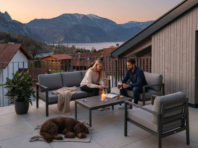 Immobilie in Steinbach am Attersee - Traumhafte Penthousewohnung mit Attersee-Blick: Erstbezug mit Balkon und Terrasse! - Bild 1