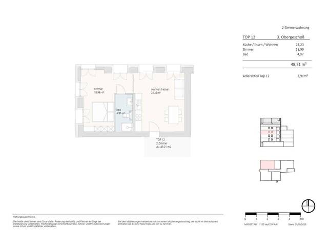 Immobilie in Landeck - City-Wohnung mit französischen Balkonen | TOP 12, 2 Zimmer Wohnung im Jöchlerhaus in der Landecker Innenstadt - Bild 3